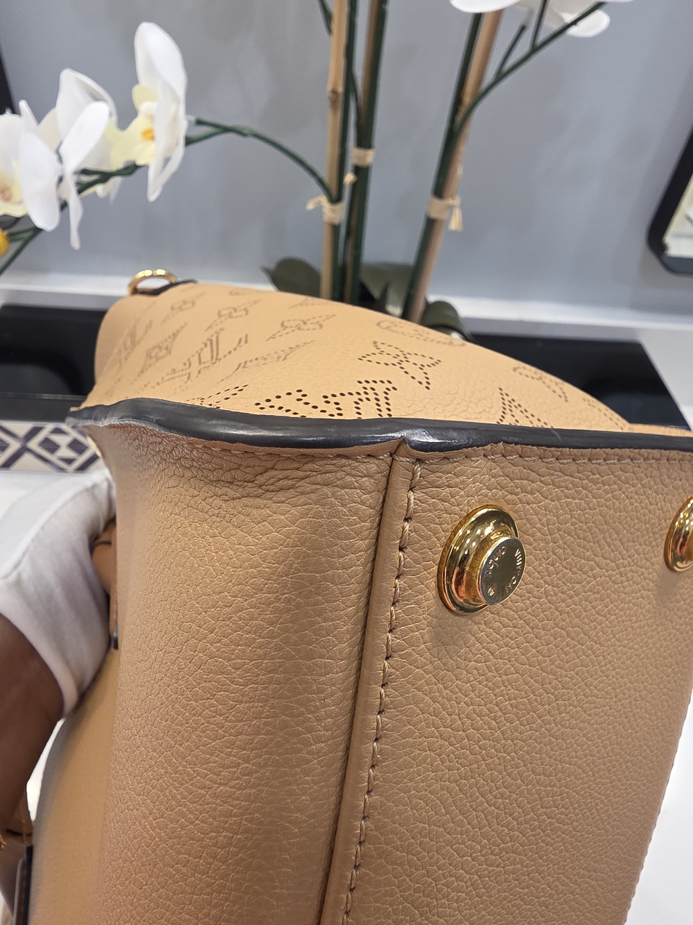 Louis Vuitton Tan and Brown Leather Satchel with Gold Hardware - Picture 12 of 15